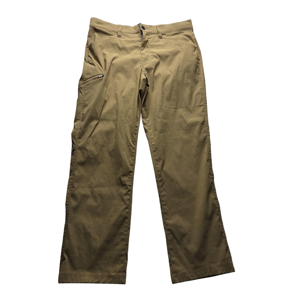 Orvis Pants Mens 36x30 Beige Nylon Stretch Zip Pocket Khakis Casual Hiking